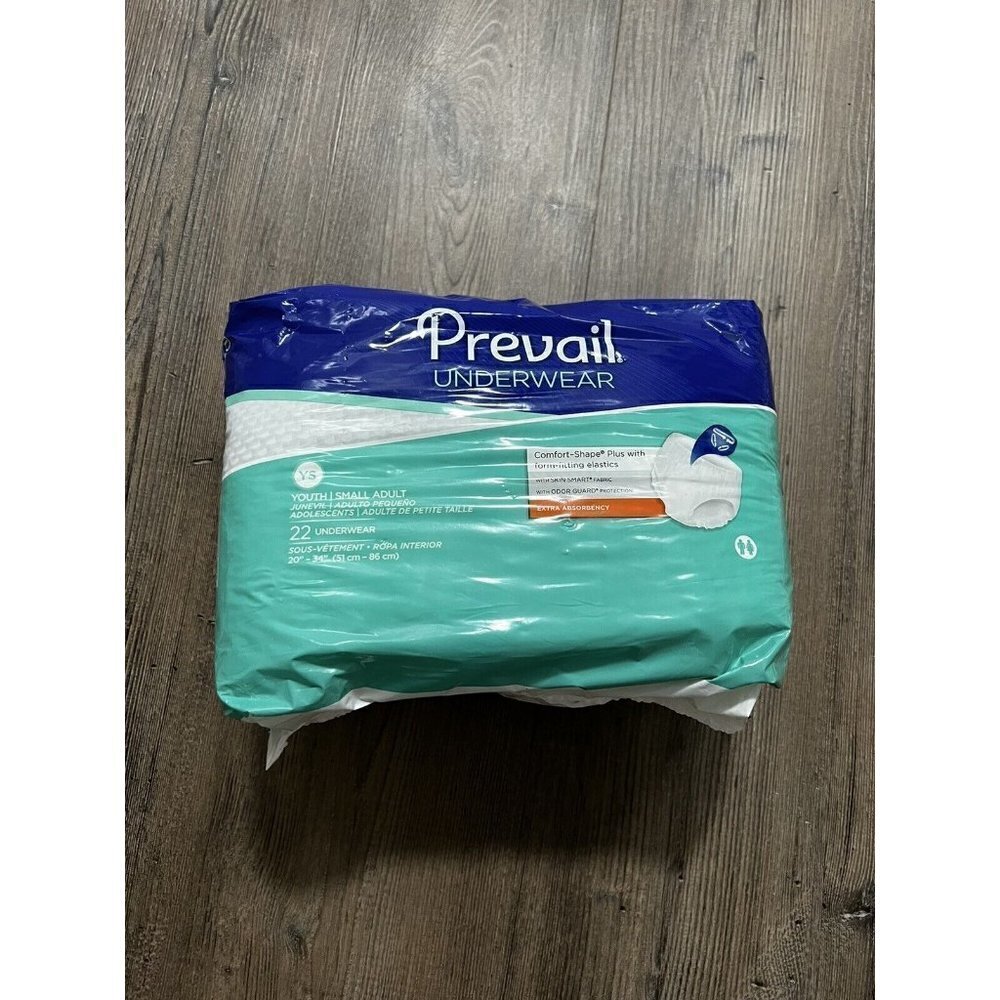 Prevail 22 Ct  Daily Underwear Youth Small 22”-34” Extra Absorbency New
